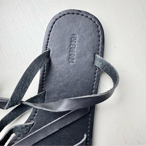 Forever 21 Black  Ankle Strap Gladiator Style Sandals Sz 7 - Picture 8 of 9